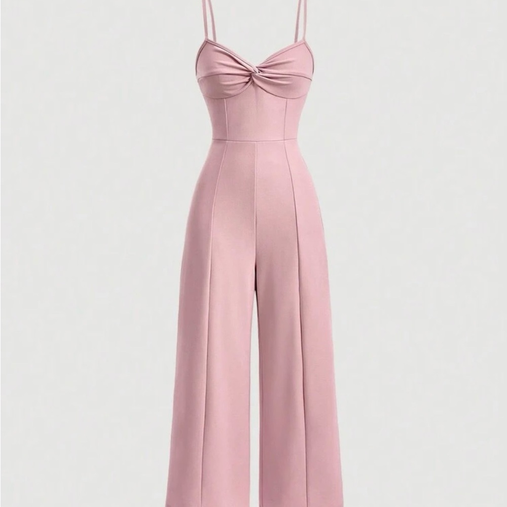 Elegant Twist Front Wide Leg Jumpsuit
